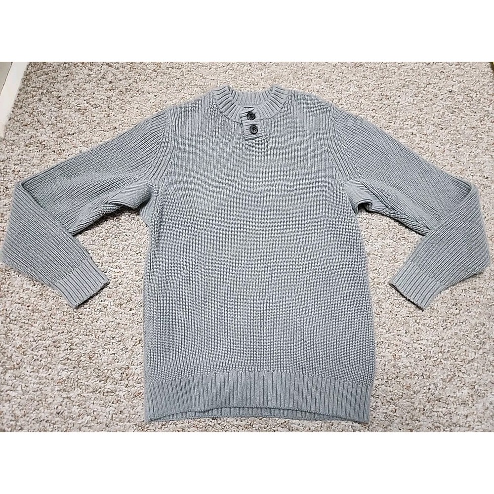 Duluth Burly Retirement Fisherman Henley Heavy Knit  Mens Medium Gray